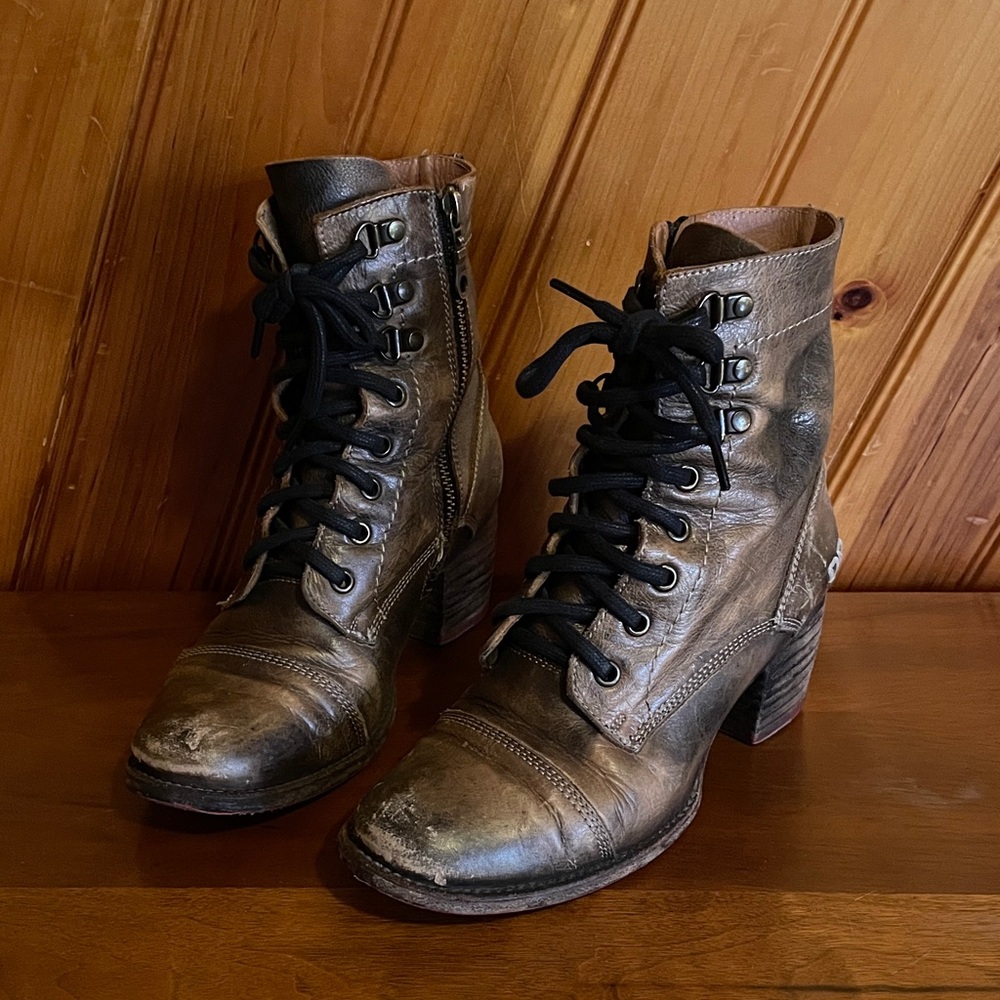 Bed Stu Distressed Brown Combat Boots